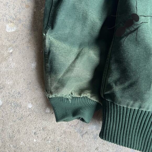 Vintage Y2K Carhartt faded J130 SPC green hooded work wear jacket - Picture 16 of 16